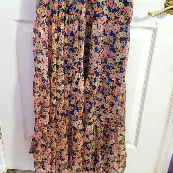Rachel Zoe Boho Floral Smocking Tiered Layered Spring Maxi Dress - Picture 4 of 12